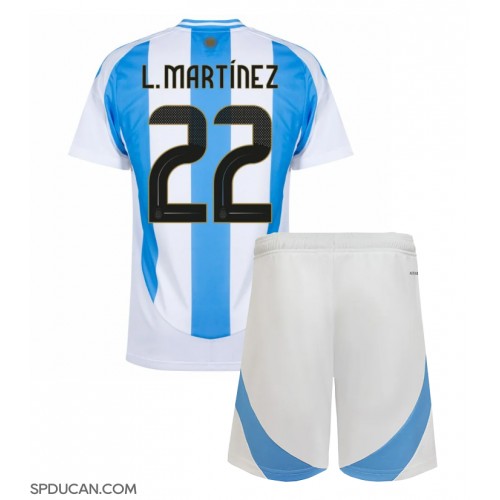 Dječji Nogometni Dres Argentina Lautaro Martinez #22 Domaci Copa America 2024 Kratak Rukav (+ Kratke hlače)